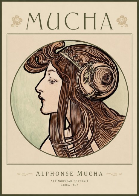 Mucha Art Nouveau Portrait II No1 - Póster