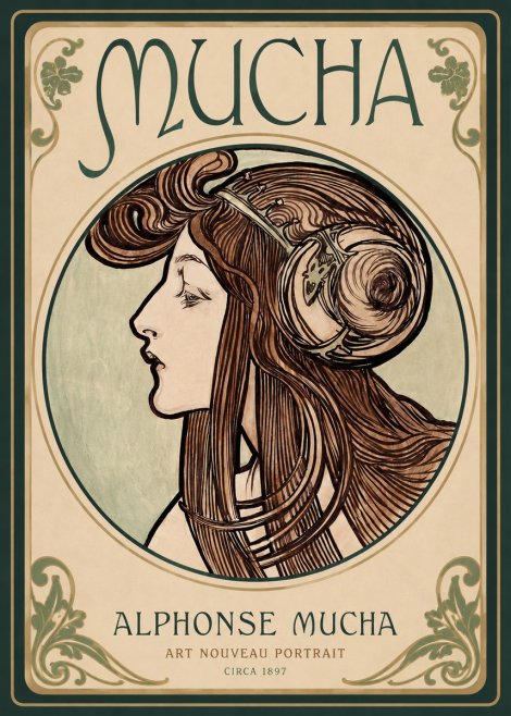 Mucha Art Nouveau Portrait II No2 - Póster