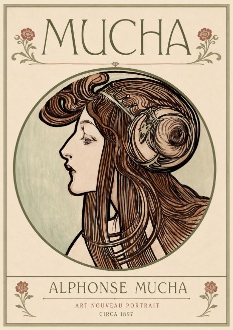 Mucha Art Nouveau Portrait II No3 - Póster
