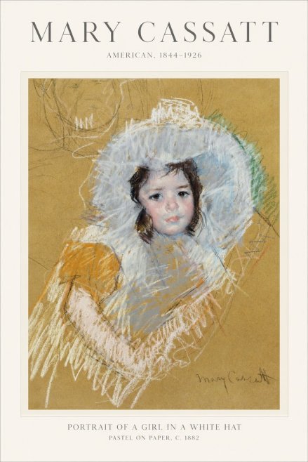 Mary Cassatt Portrait of a Girl in a White Hat No1 - Póster