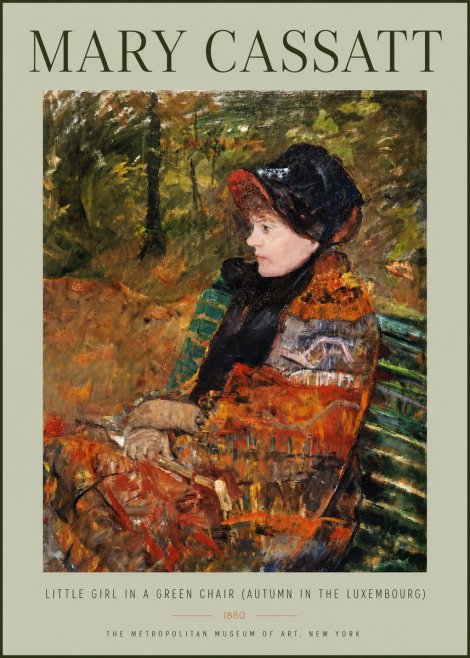 Mary Cassatt Little Girl in a Green Chair (Autumn in the Luxembourg) No2 - Póster