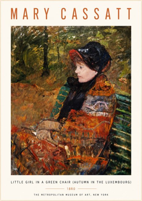 Mary Cassatt Little Girl in a Green Chair (Autumn in the Luxembourg) No4 - Póster