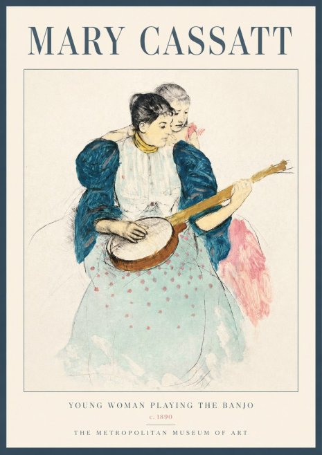 Mary Cassatt Young Woman Playing the Banjo No2 - Póster