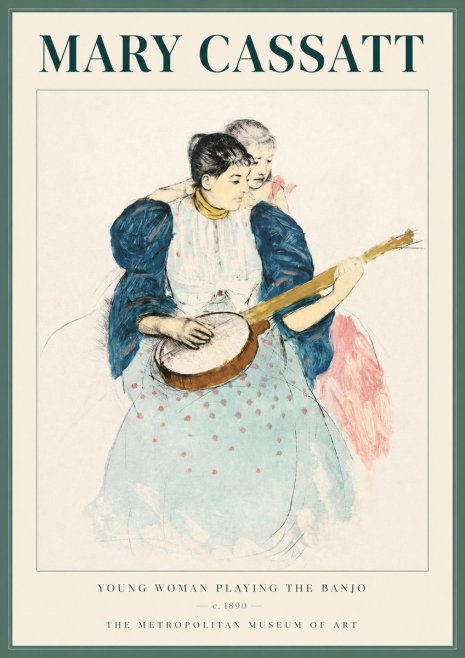 Mary Cassatt Young Woman Playing the Banjo No4 - Póster