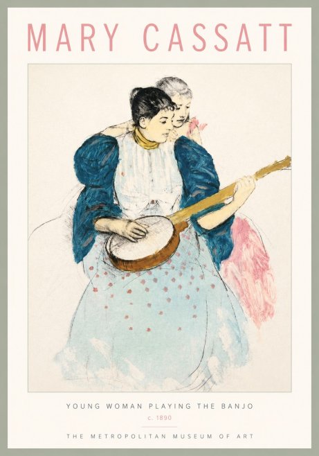 Mary Cassatt Young Woman Playing the Banjo No5 - Póster