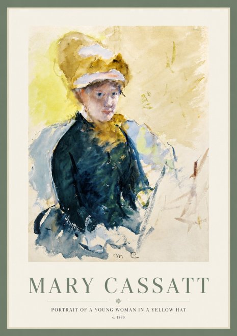 Mary Cassatt Portrait of a Young Woman in a Yellow Hat No3 - Póster