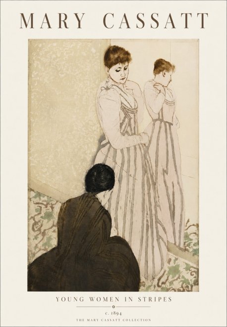 Mary Cassatt Young Women in Stripes No6 - Póster