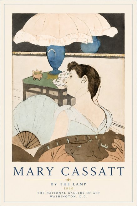 Mary Cassatt By the Lamp No6 - Póster