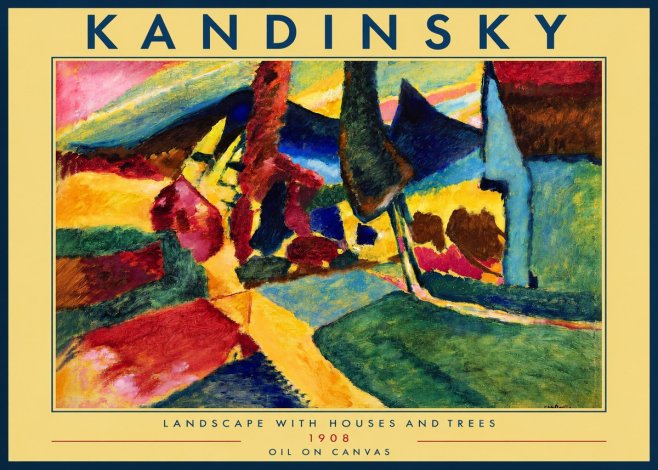Kandinsky Landscape with Houses and Trees No2 - Póster