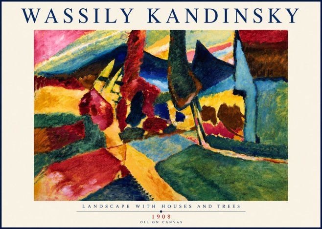 Kandinsky Landscape with Houses and Trees No4 - Póster