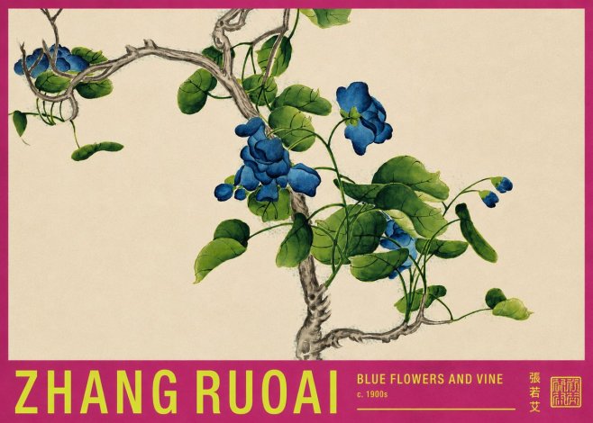 Zhang Ruoai Blue Morning Glories No4 - Póster
