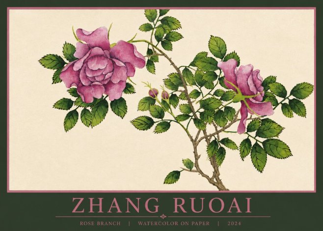 Zhang Ruoai Rose Branch No4 - Póster