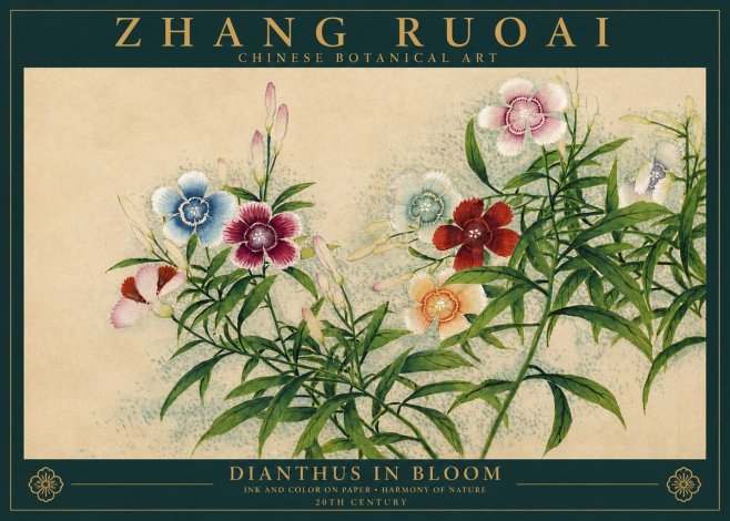 Zhang Ruoai Dianthus in Bloom No3 - Póster