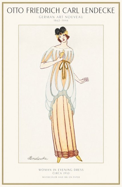 Otto Friedrich Carl Lendecke Woman in Evening Dress No1 - Póster