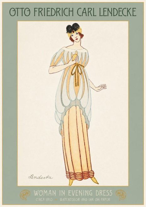 Otto Friedrich Carl Lendecke Woman in Evening Dress No2 - Póster