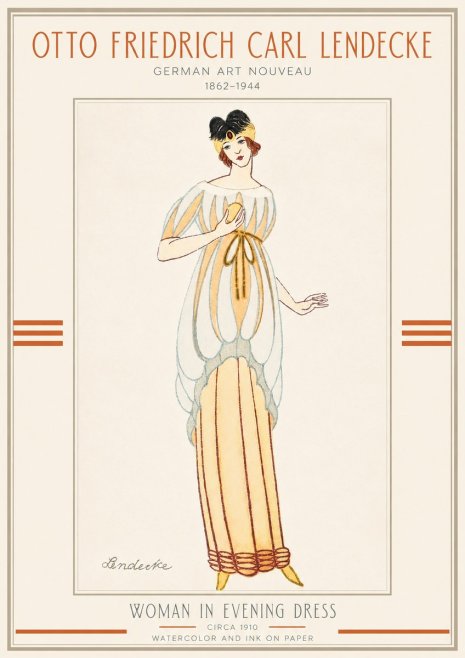 Otto Friedrich Carl Lendecke Woman in Evening Dress No3 - Póster