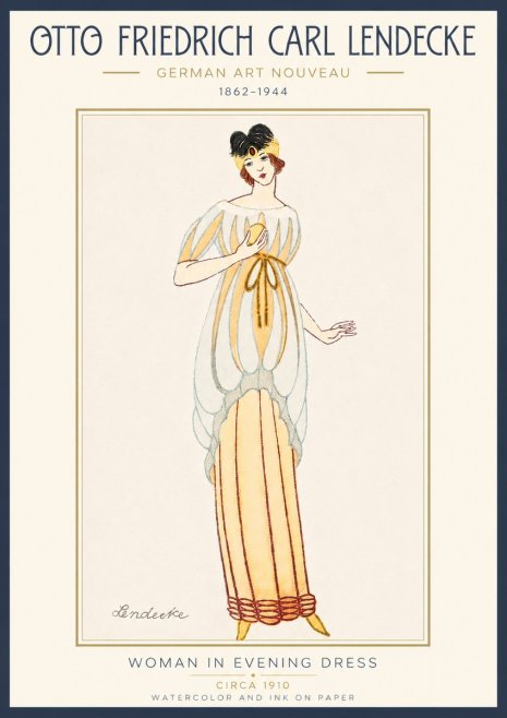 Otto Friedrich Carl Lendecke Woman in Evening Dress No4 - Póster