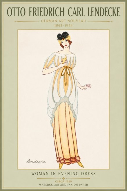 Otto Friedrich Carl Lendecke Woman in Evening Dress No5 - Póster