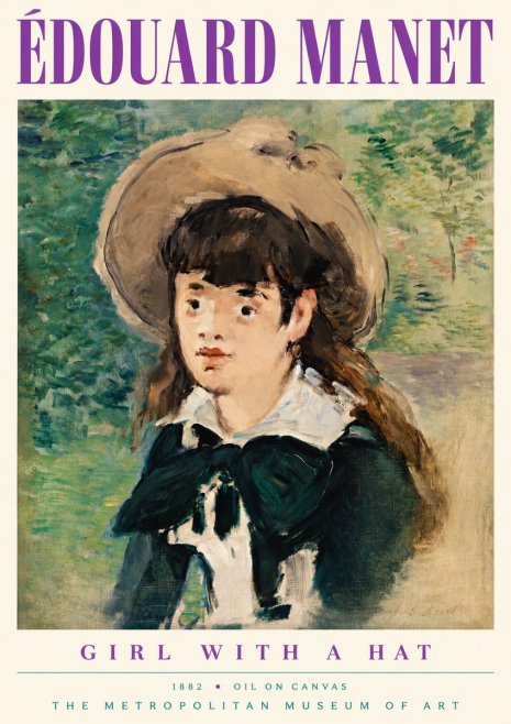 Édouard Manet Girl with a Hat No5 - Póster