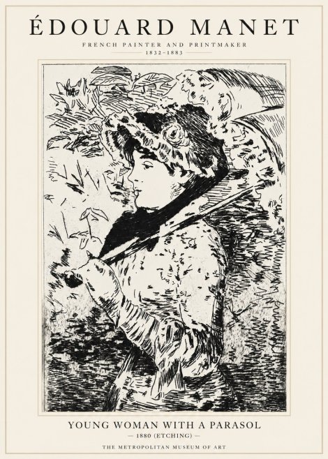 Édouard Manet Young Woman with a Parasol No1 - Póster