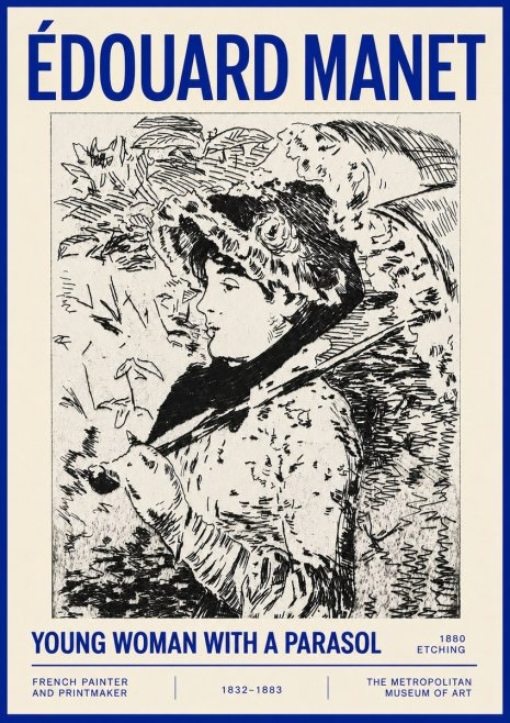 Édouard Manet Young Woman with a Parasol No4 - Póster