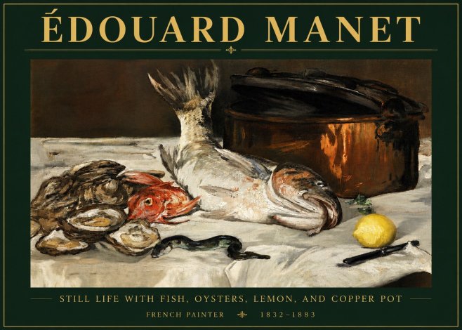 Édouard Manet Still Life with Fish, Oysters, Lemon, and Copper Pot No4 - Póster