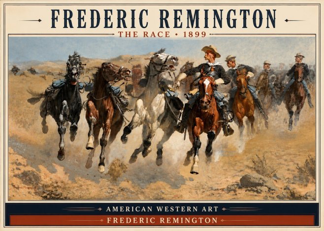 Frederic Remington The Race I No4 - Póster