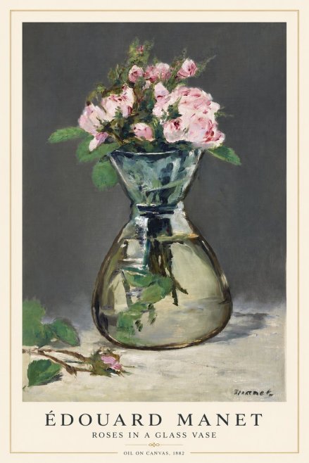 Édouard Manet Roses in a Glass Vase II No1 - Póster