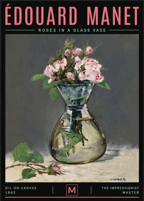Édouard Manet Roses in a Glass Vase II No6 - Póster