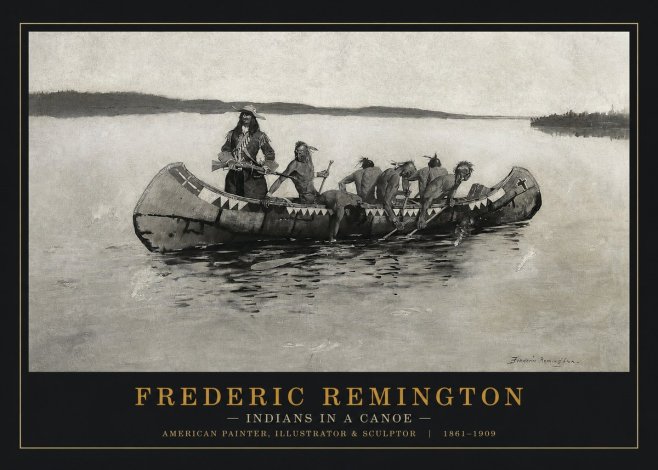 Frederic Remington Indians in a Canoe No1 - Póster