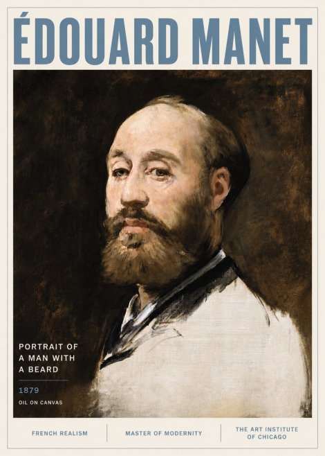 Édouard Manet Portrait of a Man with a Beard No6 - Póster