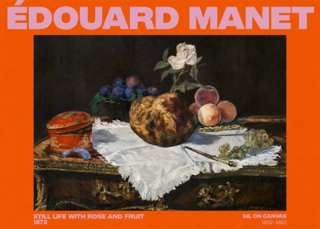 Édouard Manet Still Life with Rose and Fruit No2 - Póster