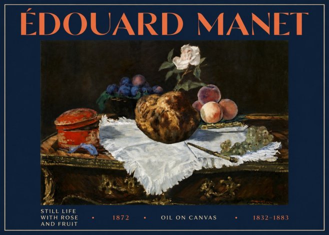 Édouard Manet Still Life with Rose and Fruit No4 - Póster