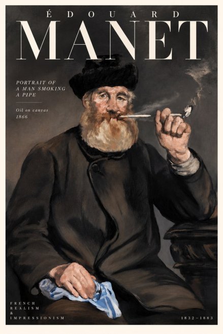 Édouard Manet Portrait of a Man Smoking a Pipe No4 - Póster