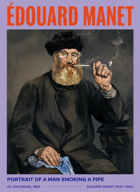 Édouard Manet Portrait of a Man Smoking a Pipe No5 - Póster