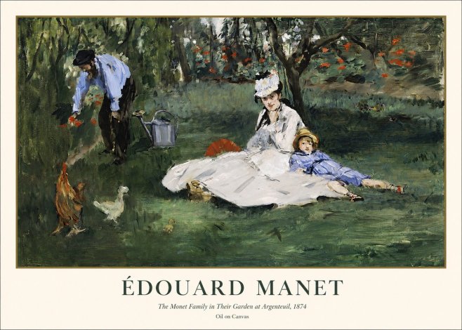 Édouard Manet The Monet Family in Their Garden at Argenteuil, 1874 No1 - Póster