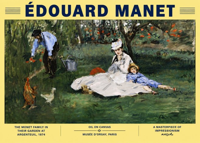 Édouard Manet The Monet Family in Their Garden at Argenteuil, 1874 No6 - Póster