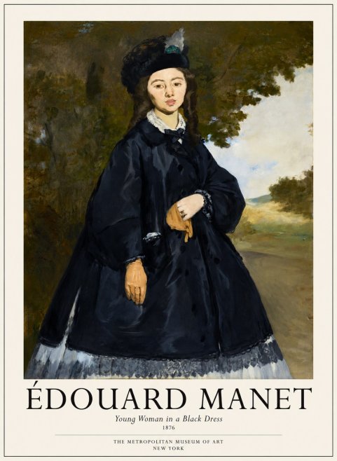 Édouard Manet Young Woman in a Black Dress No1 - Póster