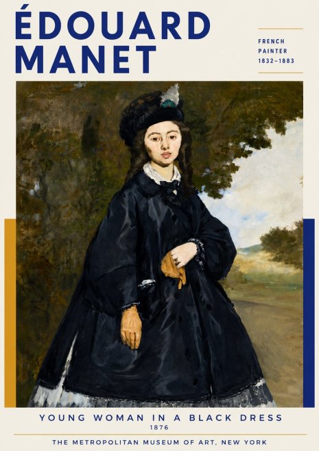Édouard Manet Young Woman in a Black Dress No6 - Póster