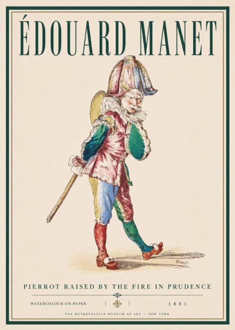 Édouard Manet Pierrot Raised by the Fire in Prudence No3 - Póster