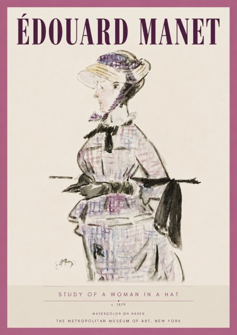 Édouard Manet Study of a Woman in a Hat No4 - Póster