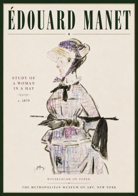 Édouard Manet Study of a Woman in a Hat No5 - Póster