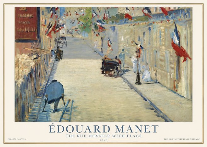 Édouard Manet The Rue Mosnier with Flags No1 - Póster