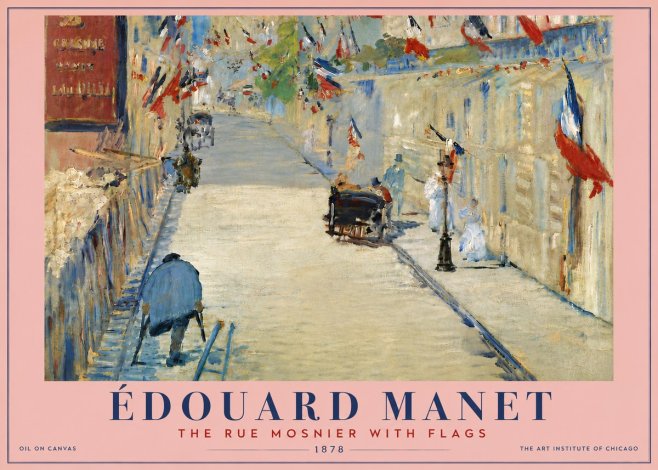 Édouard Manet The Rue Mosnier with Flags No6 - Póster
