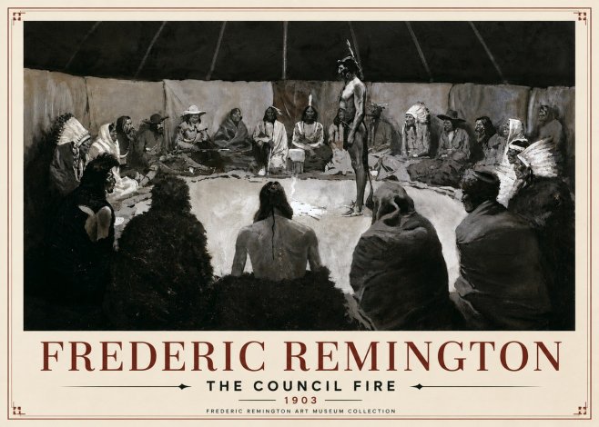Frederic Remington The Council Fire II No6 - Póster