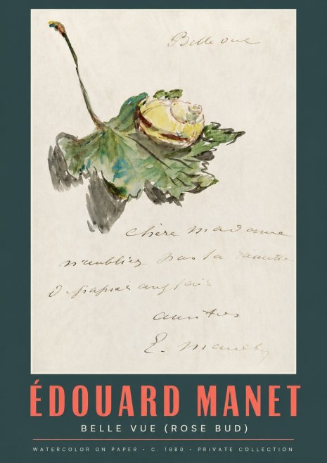 Édouard Manet A Rosebud with Leaf No3 - Póster
