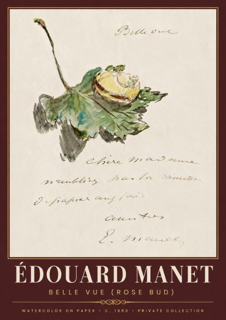Édouard Manet A Rosebud with Leaf No6 - Póster