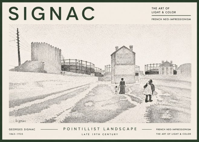 Signac Pointillist Landscape No5 - Póster