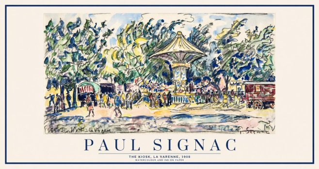 Signac The Kiosk, La Varenne, 1908 No1 - Póster