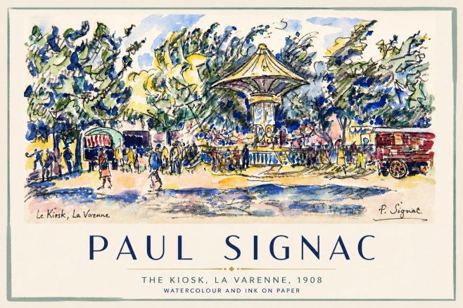 Signac The Kiosk, La Varenne, 1908 No4 - Póster